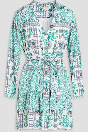 Melissa Odabash Rose gestuftes Minikleid aus Webstoff mit Flammgarneffekt und Print - - XS