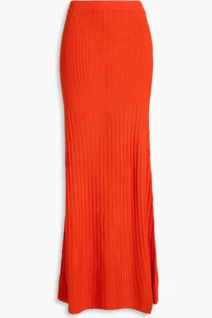 Chloé Gerippter Maxirock aus einer Seiden-Leinenmischung - Orange - XL