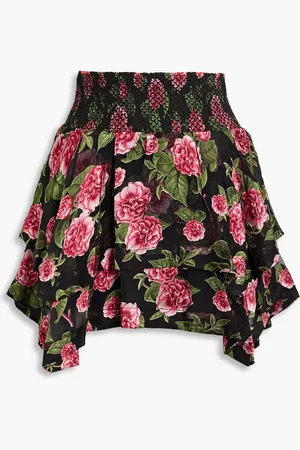 ALICE+OLIVIA Alice Olivia - Zarya Minirock aus Devoré-Chiffon mit Raffung - - US 6