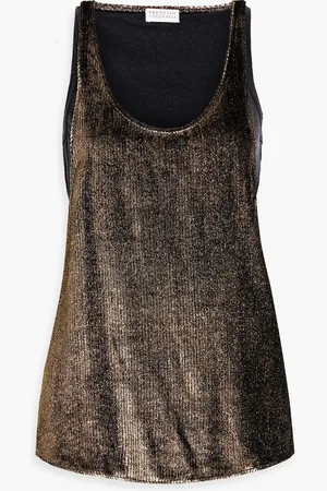 Brunello Cucinelli Mehrlagiges Tanktop aus Metallic-Strick - Metallic - M