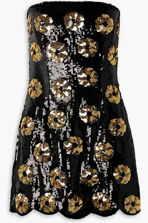 BRANDON MAXWELL Trägerloses Minikleid aus Crêpe mit Pailletten - - US 4