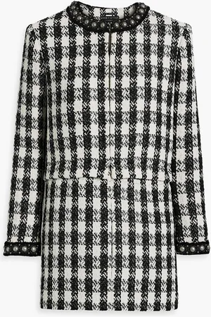 ALICE+OLIVIA Alice Olivia - Deon wandelbare Jacke aus Tweed mit Karomuster und Verzierung - - L