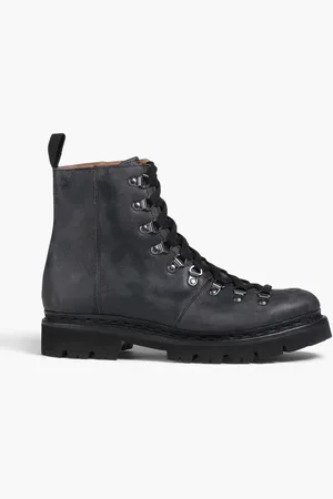 GRENSON Nanette Combat Boots aus strukturiertem Leder in Distressed-Optik - - UK 3