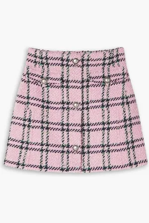 Alessandra Rich Minirock aus kariertem Tweed aus einer Wollmischung mit Verzierungen - Pink - IT 46