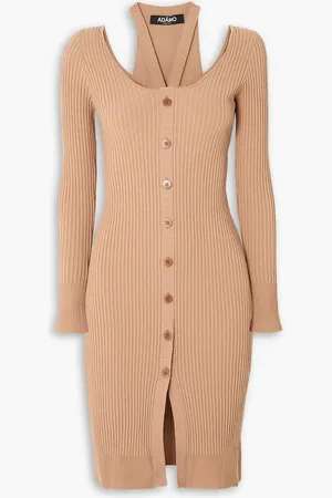ANDREADAMO Mehrlagiges Kleid aus Rippstrick - Neutral - L