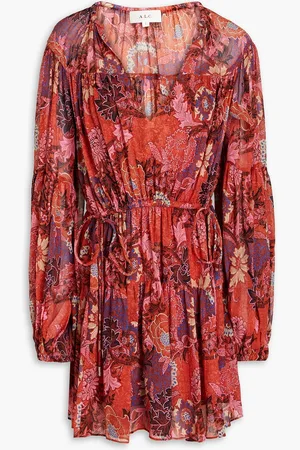 A.L.C. Elise gerafftes Minikleid aus Seidenkrepon mit Print - Rot - US 00