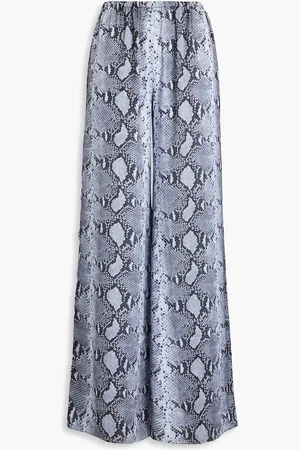 16Arlington Hose mit weitem Bein aus Satin mit Schlangenprint - Grau - UK 10