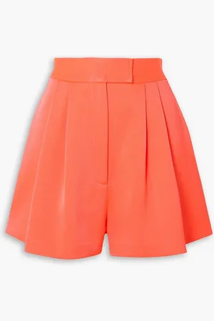ALEX PERRY Porter Shorts aus glänzendem, neonfarbenem Crêpe mit Falten - Orange - UK 6