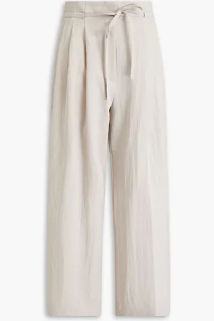 3.1 Phillip Lim Hose mit weitem Bein aus Twill aus einer Wollmischung mit Falten - Grau - US 0
