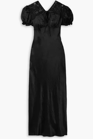 Jason Wu Midikleid aus Satin in Knitteroptik mit Spitzeneinsätzen - - US 8