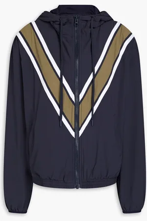 The Upside Lila gestreifte Trainingsjacke aus Shell - Blau - US 12