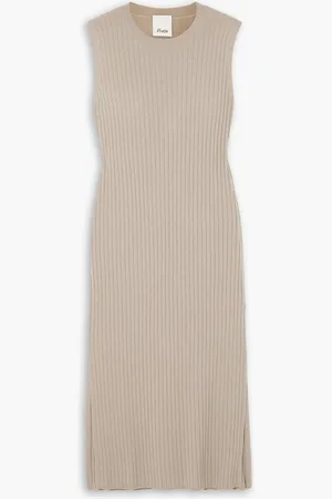 Allude Midikleid aus Kaschmir in Rippstrick - Neutral - L