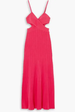 Anna Quan Sabrina geripptes Midikleid aus einer Baumwollmischung mit Cut-outs - Pink - UK 14