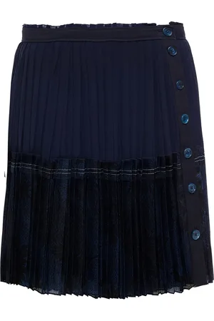 Chloé Plissierter Minirock aus Seidenorganza, Georgette und Baumwoll-Twill - Blau - FR 36