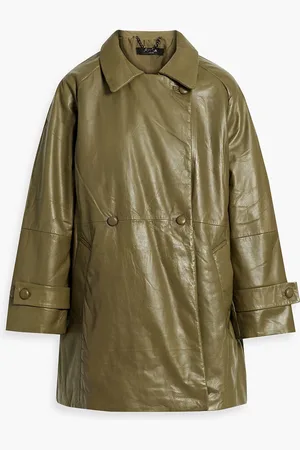Muubaa Doppelreihige Lederjacke - Grün - UK 12