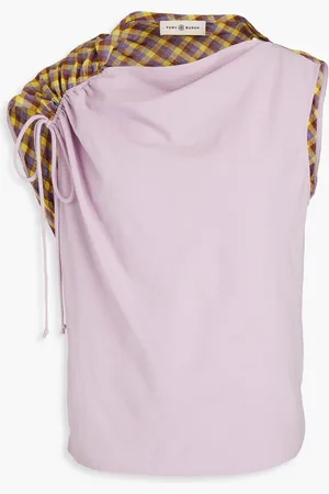 Tory Burch Oberteil aus Crêpe und Jacquard mit Gingham-Karo - Lila - US 4