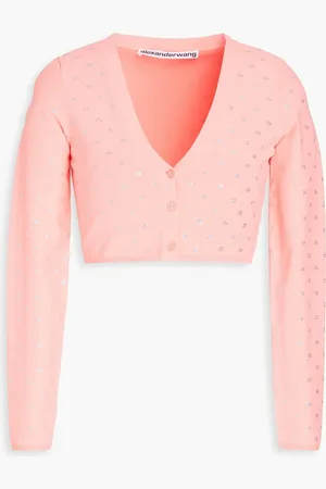Alexander Wang Cropped Cardigan aus Stretch-Jersey mit Kristallverzierung - Pink - M