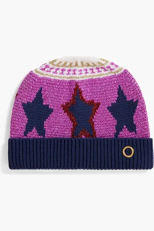 Paco rabanne Stardust Beanie aus Jacquard-Strick mit Metallic-Effekt - Lila - ONESIZE