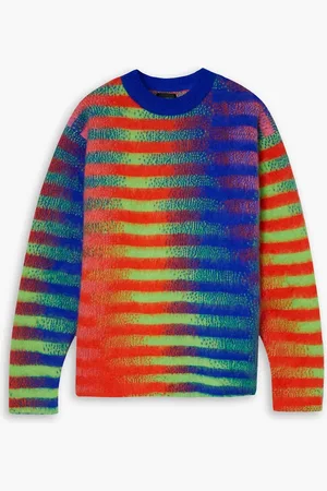 AGR Gestreifter Pullover aus gebürstetem Jacquard-Strick - - L