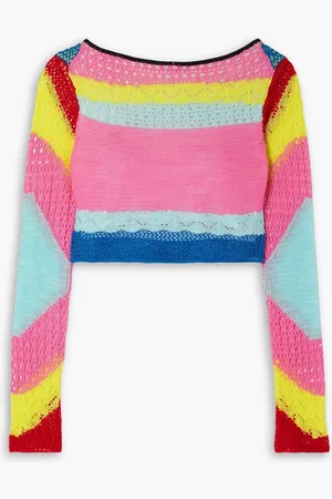 Staud Cropped Strickpullover in Colour-Block-Optik - - L