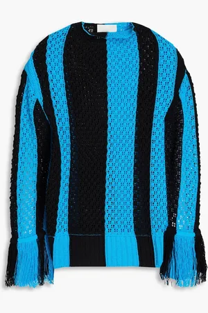 3.1 Phillip Lim Gestreifter Pullover aus einer Baumwollmischung in Pointelle-Strick - Blau - XS/S