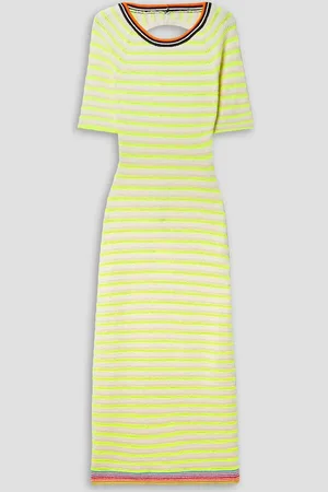 AGR Rückenfreies Midikleid aus gestreiftem Jacquard-Strick - Gelb - XS