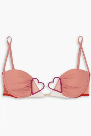 Nensi Dojaka Heart Bügel-BH aus Stretch-Tüll und Jersey mit Applikationen - Pink - L