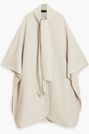 NILI LOTAN Virginia Cape aus einer Alpaka-Wollmischung mit Fischgratmuster - Weiß - ONESIZE