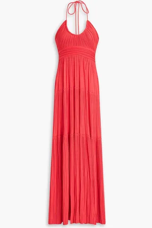 A.L.C. Cecilia gestuftes Neckholder-Maxikleid aus plissiertem Crêpe - Orange - US 00
