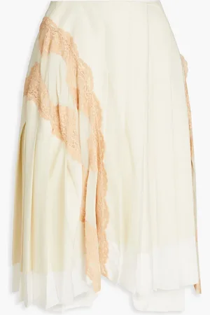 Chloé Rock aus Crêpe de Chine mit Spitzeneinsätzen - Weiß - FR 42