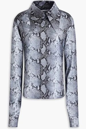 16Arlington Ione Hemd aus Satin mit Schlangenprint - Blau - UK 6
