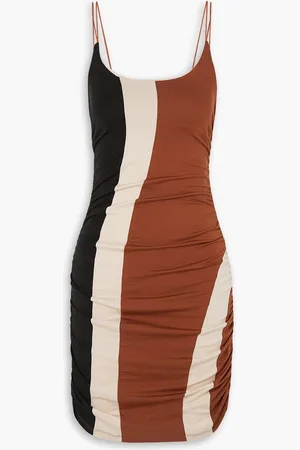 Ahluwalia Minikleid aus Jersey aus Stretch-Lyocell mit Raffungen in Colour-Block-Optik - - UK 6
