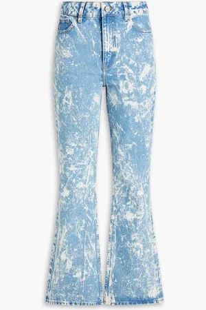 Ganni Betzy hoch sitzende Cropped Schlagjeans mit Print - Blau - 26