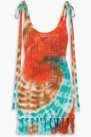 Alanui California Dreaming Net Minikleid aus Wolle mit Batikmuster und Troddeln - - XS