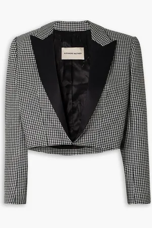 ALEXANDRE VAUTHIER Verkürzter Blazer aus einer Wollmischung mit Satinbesätzen und Hahnentrittmuster - - FR 38