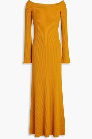 Chloé Maxikleid aus einer gerippten Woll-Kaschmirmischung - Gelb - S