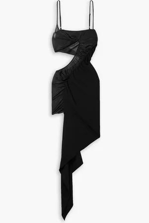 MUGLER Asymmetrisches Minikleid aus Stretch-Jersey mit Cut-outs und Tüllbesatz - - FR 38