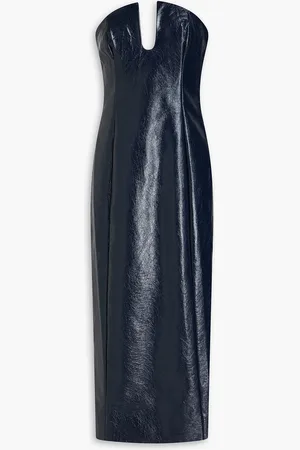 Nicholas Trägerloses Midikleid aus strukturiertem Kunstleder - Blau - US 2