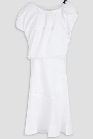 3.1 Phillip Lim Midikleid aus Popeline aus einer Baumwollmischung mit Rüschen und asymmetrischer Schulterpartie - - US 8