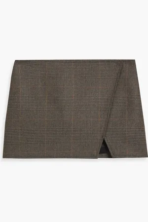 A.L.C. Rylee Minirock aus Tweed mit Karomuster und Wickeleffekt - Grün - US 6