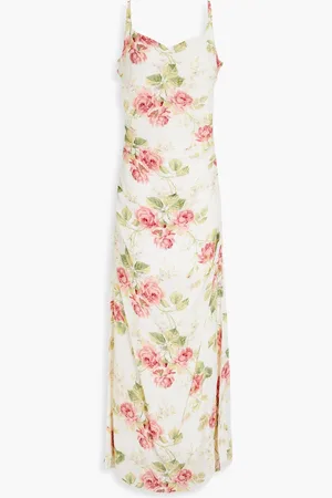 by Ti Mo Drapiertes Maxikleid aus Satin mit floralem Print - Pink - L