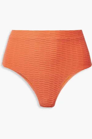 Solid Hoch sitzendes Bikini-Höschen aus Jacquard - - XS