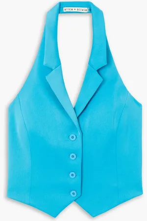 ALICE+OLIVIA Alice Olivia - Donna Neckholder-Weste aus glänzendem Crêpe - Blau - US 12