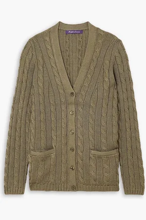 Ralph Lauren Cardigan aus Seide in Zopfstrick - Grün - XL