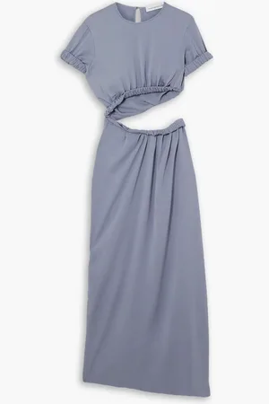 CHRISTOPHER ESBER Maxikleid aus Piqué mit Cut-out - Blau - UK 14
