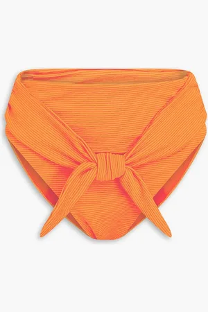 Mara Hoffman Goldie hoch sitzendes geripptes Bikini-Höschen mit Knotendetail - - M
