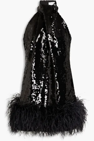 16Arlington Cynthia Minikleid aus Mesh mit Pailletten und Federverzierung - - UK 14