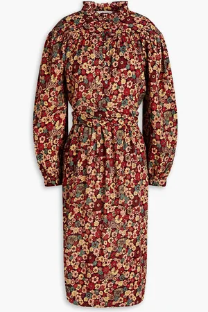 Antik Batik Colline Kleid aus Baumwolle mit floralem Print und Raffung - - FR 38