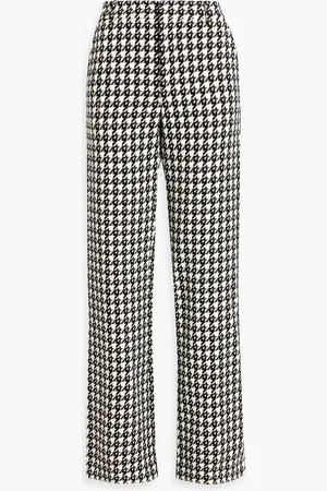 AREA Hose mit weitem Bein aus Tweed aus einer Wollmischung mit Hahnentrittmuster und Cut-outs - - US 6