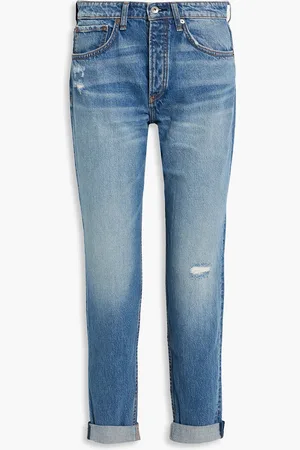 RAG&BONE Rosa Boyfriend-Jeans in Distressed-Optik - Blau - 24